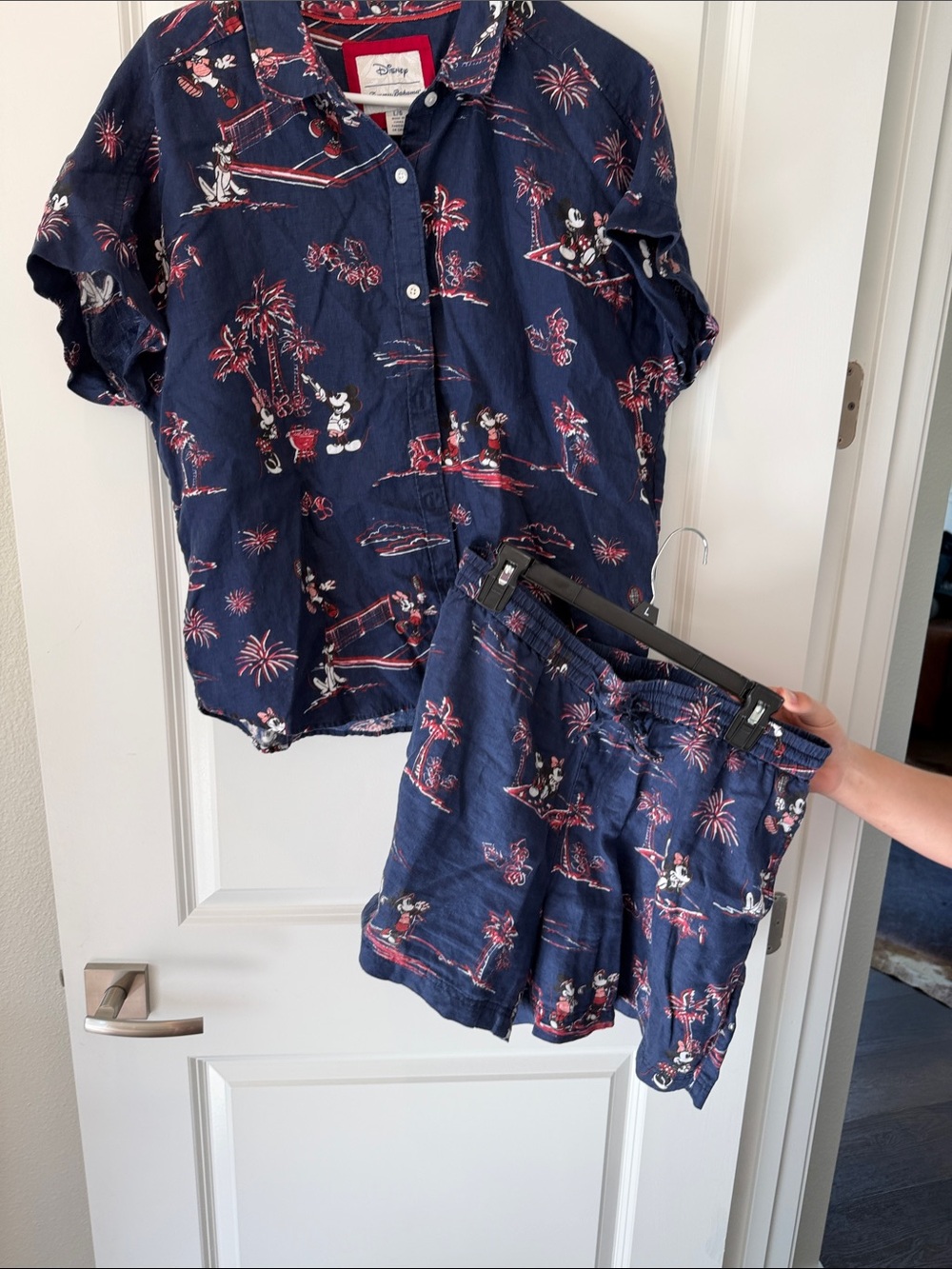 Tommy Bahama/Disney Navy and Red Mickey Hawaiian Hybrid Top & Shorts Set